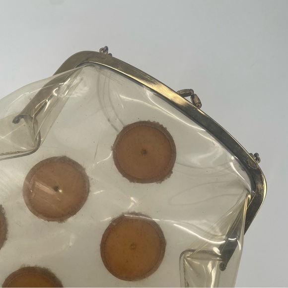 Vintage Lucite Handle Clear Plastic 40s/50s Handbag With Flowers & Beads - Picture 11 of 12